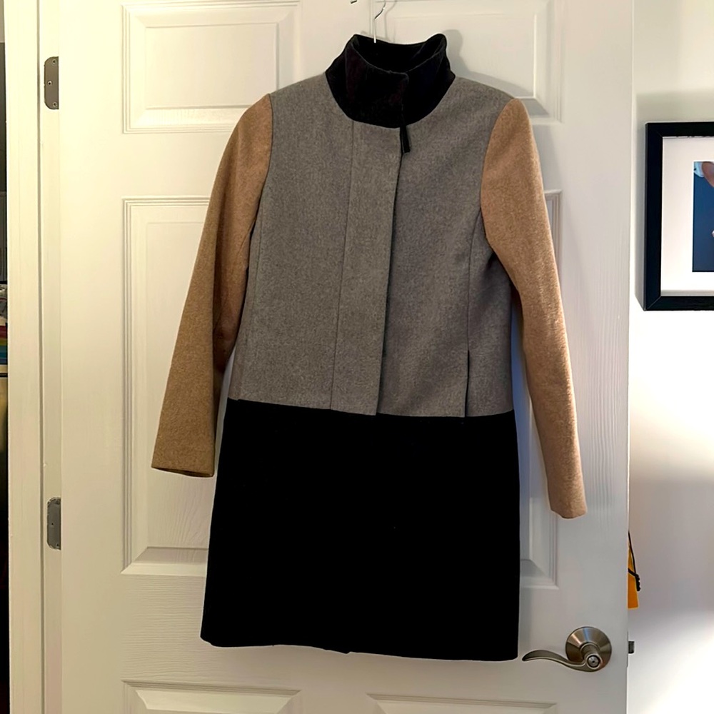 J.Crew Color Block Wool Winter Coat Size 2